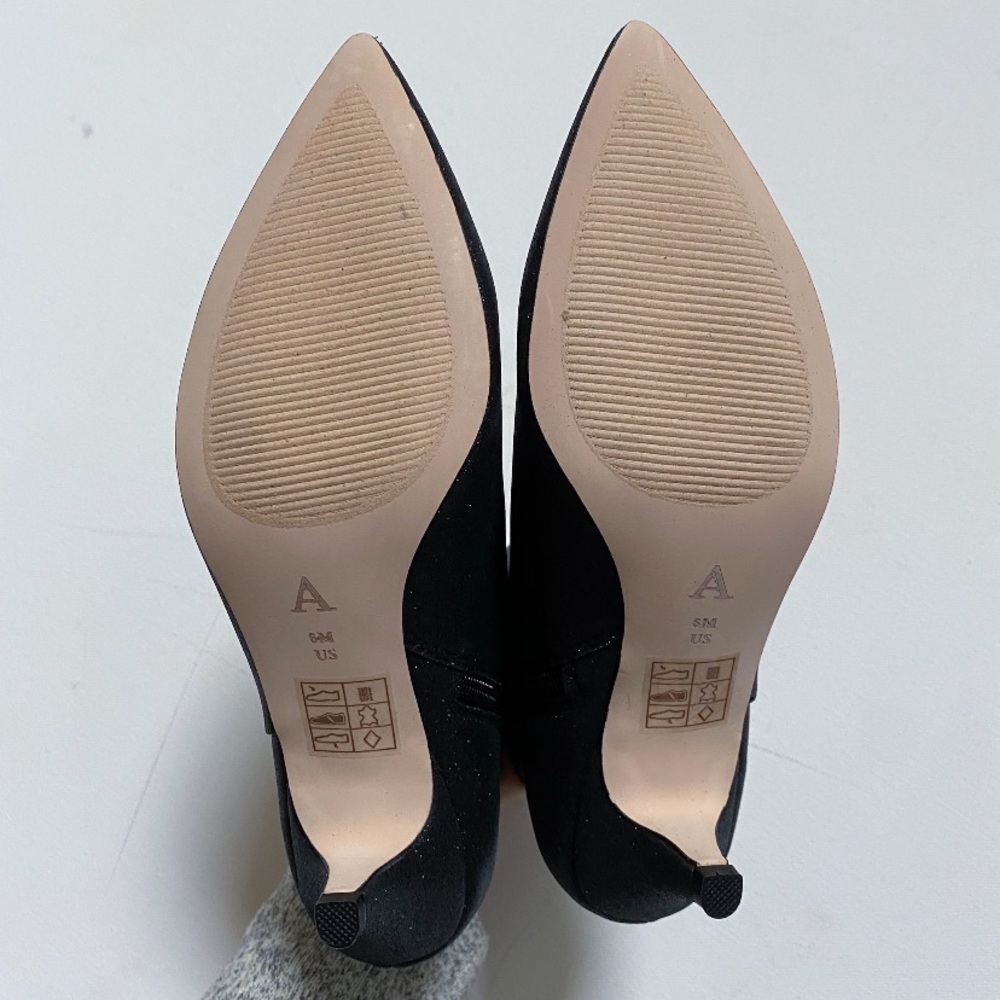 Anthropologie Black Glitter Kitten Heel Boots - Picture 7 of 8